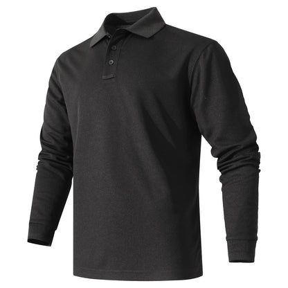 Men's Black Long Sleeve Polo