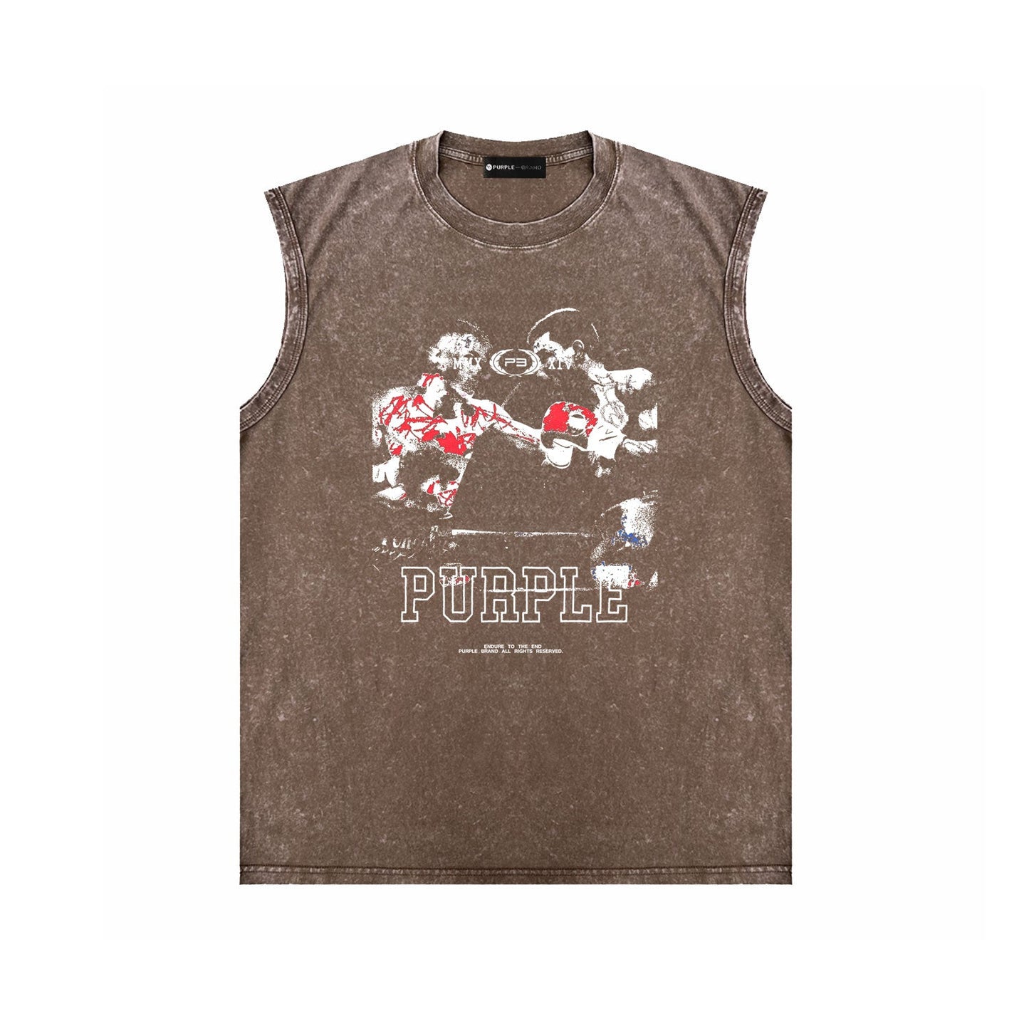 PURPLE-Purple Make Old Sleeveless T-Shirt ZJBPUR119#