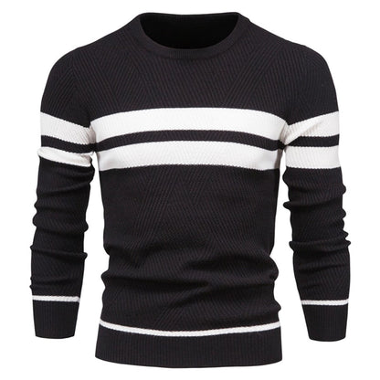 Men's Crew Neck Pullover Striped Sweater