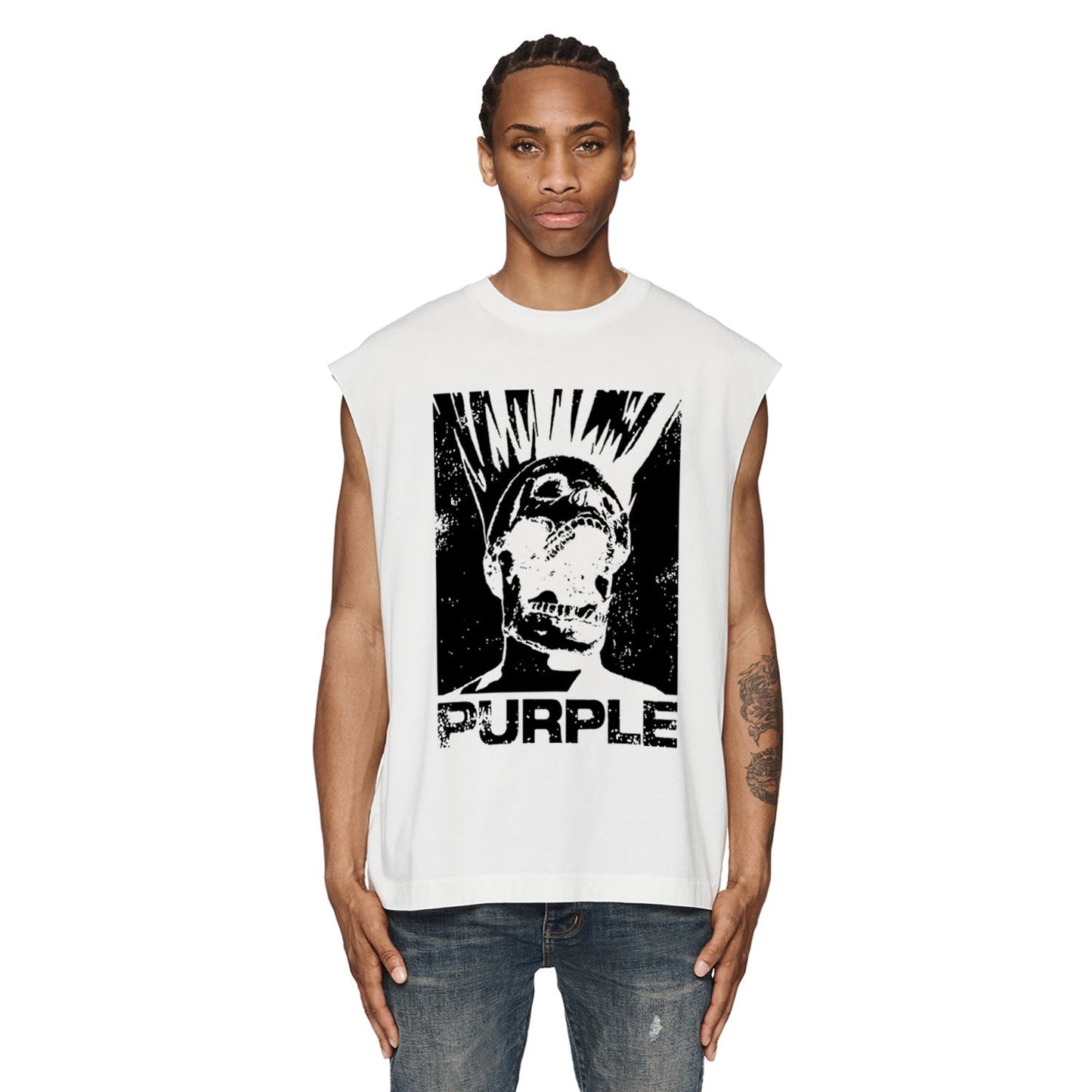 PURPLE-Purple Sleeveless T-Shirt  BPUR099#