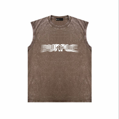 PURPLE-Purple Make OldSleeveless T-Shirt ZJBPUR101#