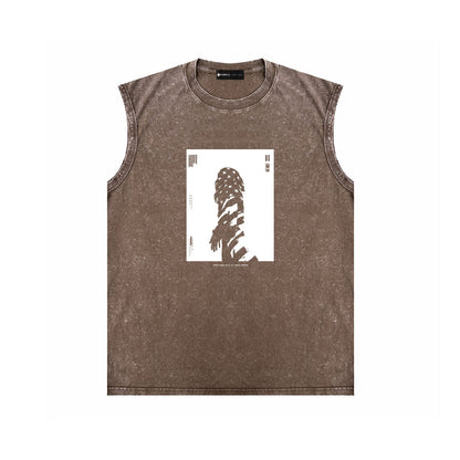 PURPLE-Purple Make Old Sleeveless T-Shirt ZJBPUR109#